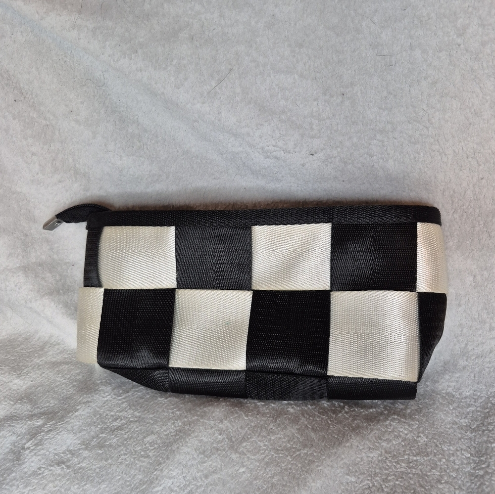 Black and White Checkered Seatbelt Clutch